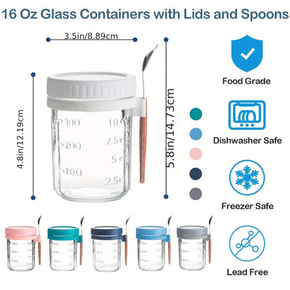 Portable Overnight Oats Cups with Flip-Top Lids in Four- or Six-Piece Sets for Meal Prep and Travel