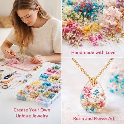 Four-Box Random Dried Flower Craft Set for Resin Jewelry, Candles and Cards with Mixed Color Assortment