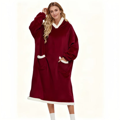 Hooded Wearable Blanket – Double-Sided Flannel Suede Hoodie Blanket for Women & Men, 500gsm Oversized Warm Cozy Sweatshirt