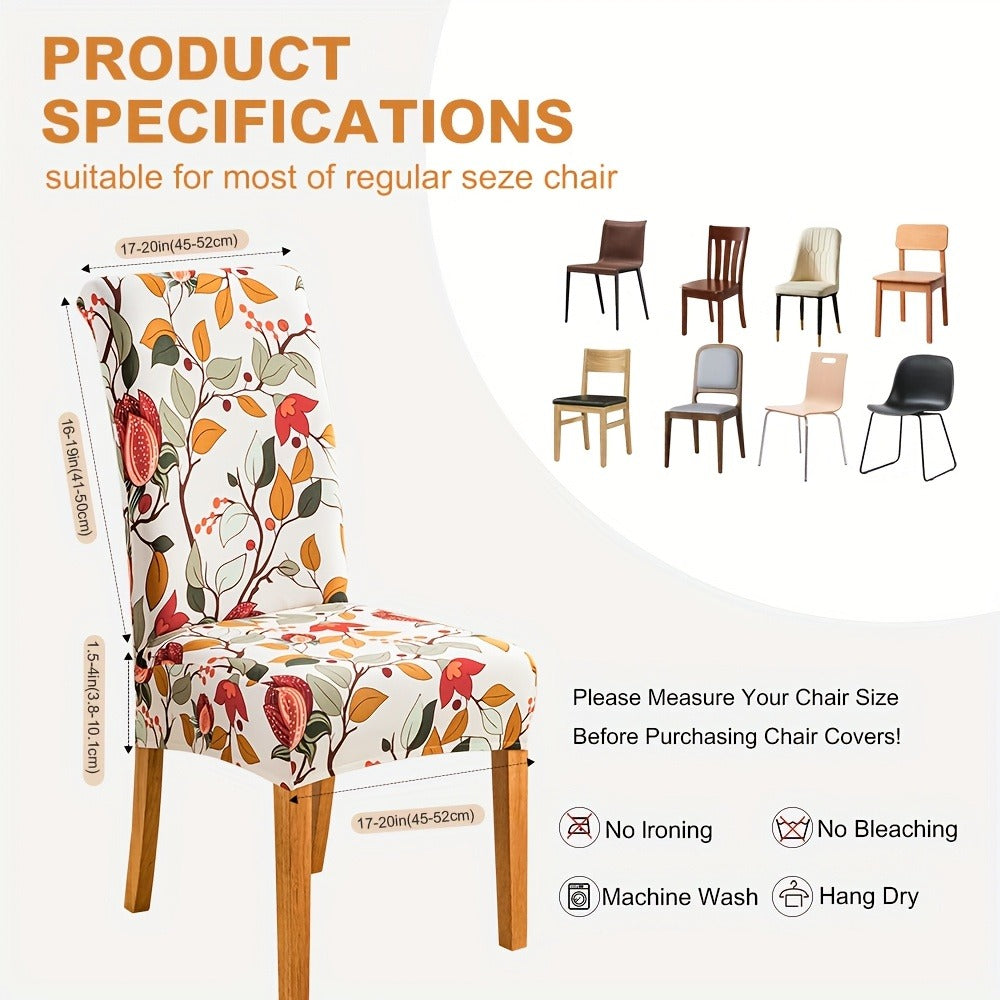 Printed Stretch Dining Chair Covers in Ten Patterns with Four- or Six-Piece Set Checkouts for Parsons Chairs