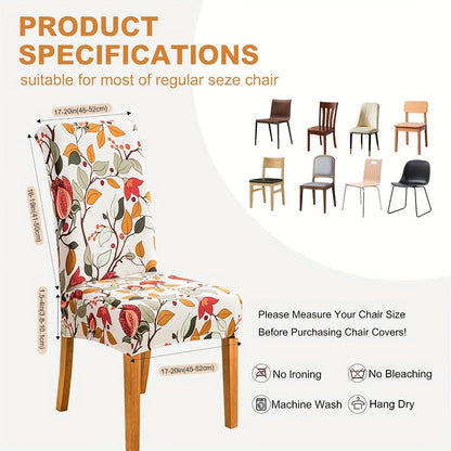 Printed Stretch Dining Chair Covers in Ten Patterns with Four- or Six-Piece Set Checkouts for Parsons Chairs