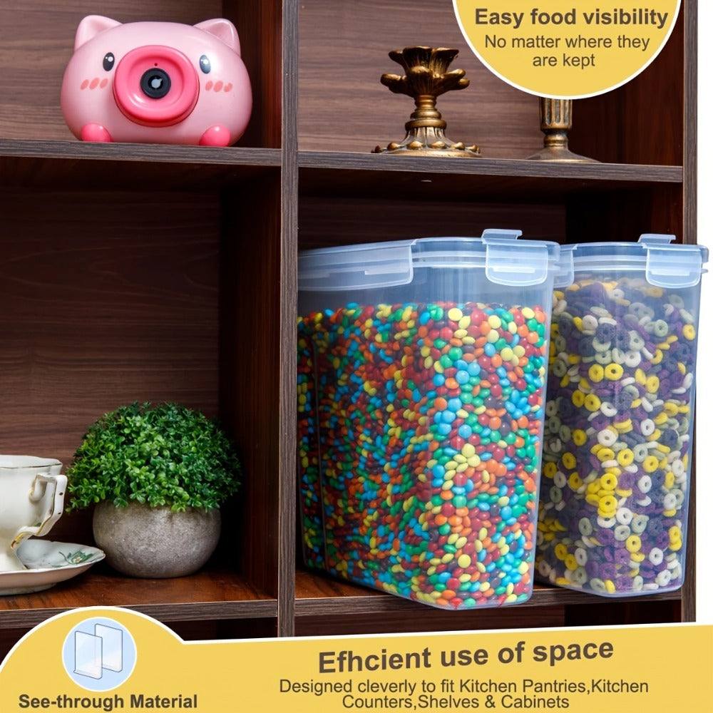 Airtight Food Storage Containers 4 Pack Extra Large 4L/135oz - BPA-Free Plastic Cereal Canisters with Pour Spout for Pantry Organization, Grain, Nuts, Flour & Rice Storage, Includes Labels & Marker