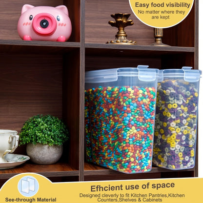 Airtight Food Storage Containers 4 Pack Extra Large 4L/135oz - BPA-Free Plastic Cereal Canisters with Pour Spout for Pantry Organization, Grain, Nuts, Flour & Rice Storage, Includes Labels & Marker