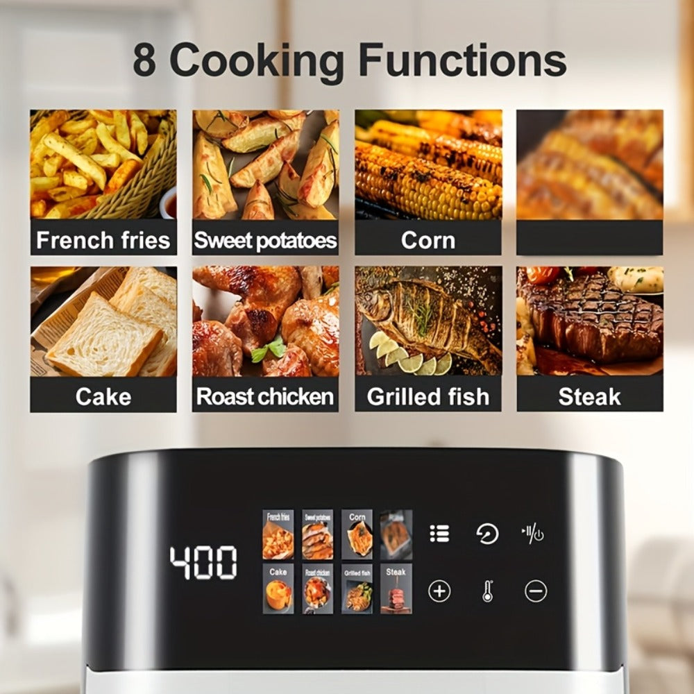 Air Fryer 5 Quart 8-in-1 Electric Hot Air Oven 1350W with LED Touchscreen & 360° Hot Air Circulation