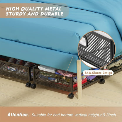 Under Bed Storage Containers with Wheels & Handles – Shoes, Clothes, Blankets Organizer