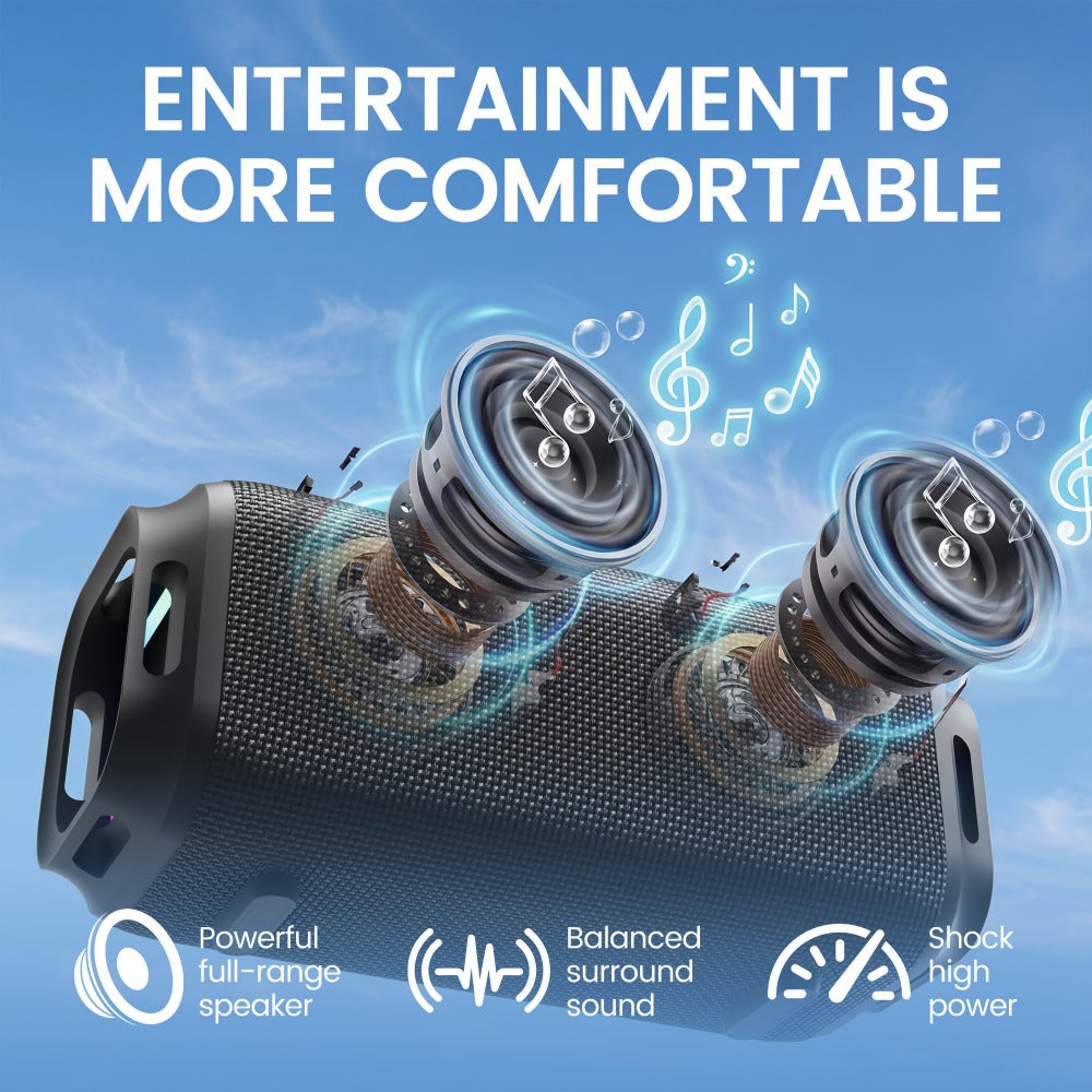 Indoor Outdoor Wireless Speaker Surround Sound Stereo Deep Bass USB AUX TF Card Compatible Portable Speaker System for Smartphones Tablets Home Party Travel Audio Devices