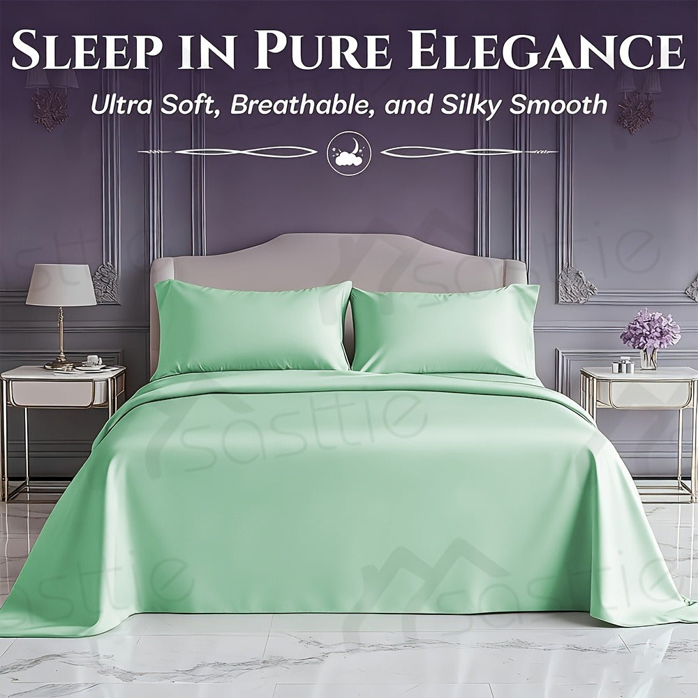 Four-Piece Sheet Set with Flat Sheet, Fitted Sheet, Two Pillowcases and 48 Exact Color-Size Options