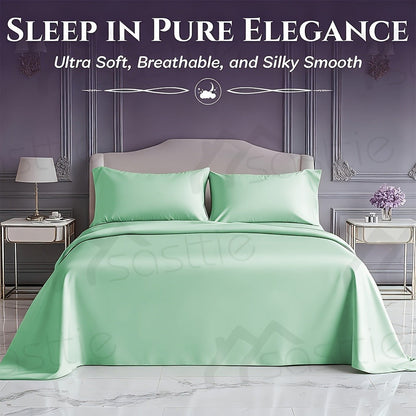 Four-Piece Sheet Set with Flat Sheet, Fitted Sheet, Two Pillowcases and 48 Exact Color-Size Options
