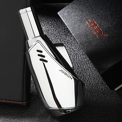 Torch Lighter Refillable Windproof Pocket Lighter with Punch Safety Lock High-Pressure Jet Flame Igniter for Cigar Candle Charcoal BBQ Cool Gift for Men Silver Gift Box
