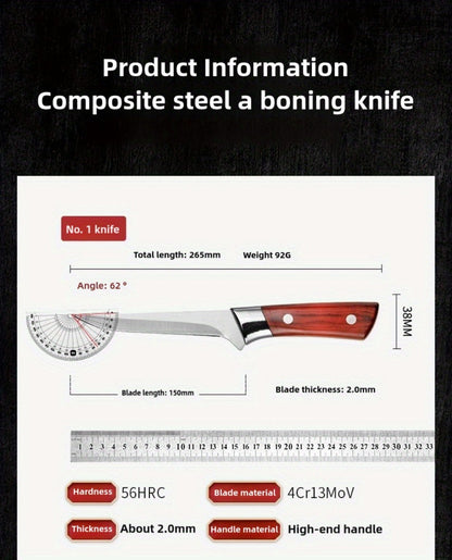 Kitchen Knife Set 3-Piece Hand-Forged Stainless Steel Boning, Fillet and Carving Knives with Optional Sheath