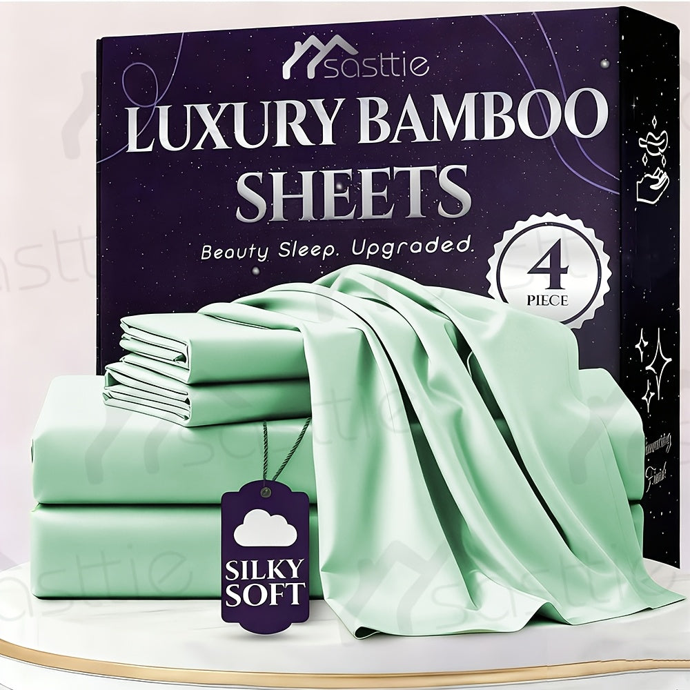 Four-Piece Sheet Set with Flat Sheet, Fitted Sheet, Two Pillowcases and 48 Exact Color-Size Options