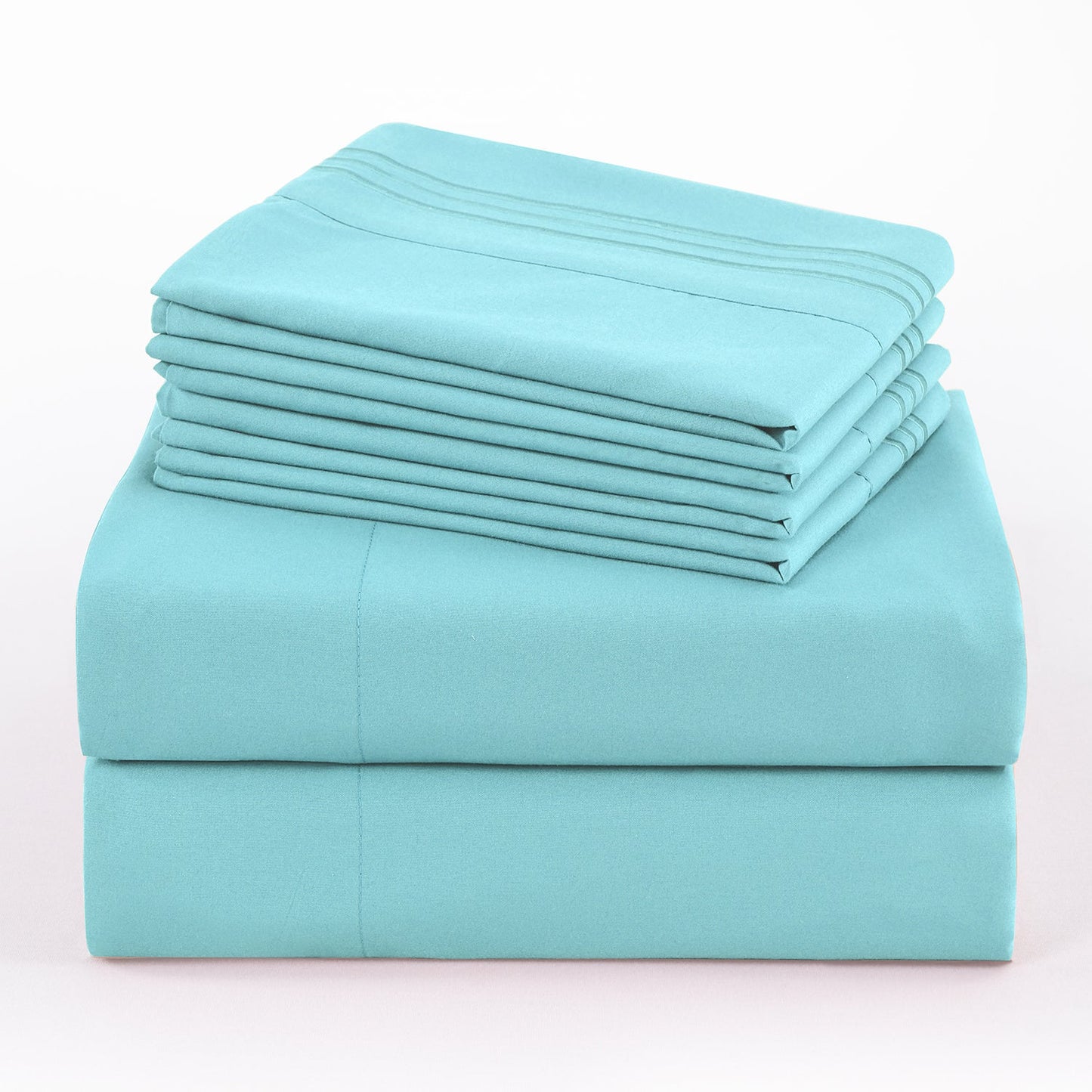 Bed Sheet Set 100 GSM Microfiber in 4- or 6-Piece Configuration with Four Sizes and Twelve Solid Colors