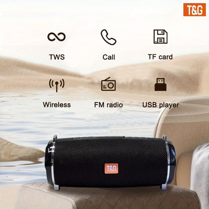TG192 IPX4 Waterproof Portable Bluetooth Speaker Outdoor 2400mAh Rechargeable Wireless Speaker Color-Changing LED Breathing Light for Camping Picnic Party School Sports Family