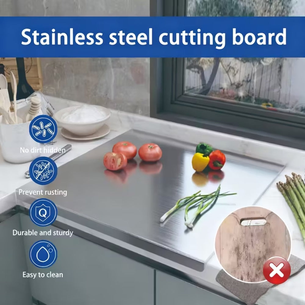Stainless Steel Cutting Board Extra Large 27.5"×19.7" Double-Sided 304 Steel Board for Home & Commercial Kitchen - Countertop Protector Breadboard Easy Clean Durable