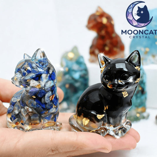 Crystal Resin Standing Cat Figurines Set of 8 – Collectible Spiritual Cat Ornaments for Home Decor, DIY Jewelry, Garden Party & Holiday Gift Decoration