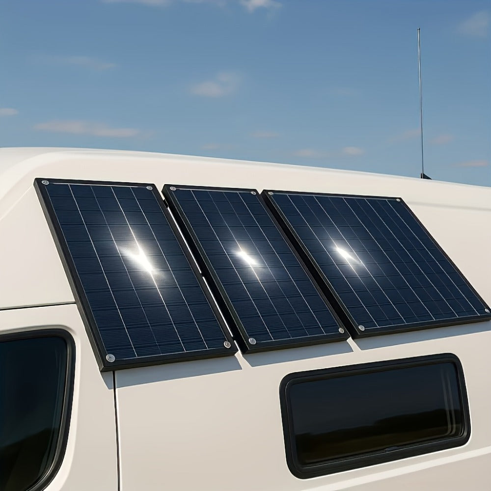 Monocrystalline Solar Panel Kit 18V with 100A Charge Controller – Portable High-Efficiency Solar Charger for RV, Camping, Outdoor Travel & Fishing, 12V/24V Off-Grid Power System with Extension Cable & Battery Clamps