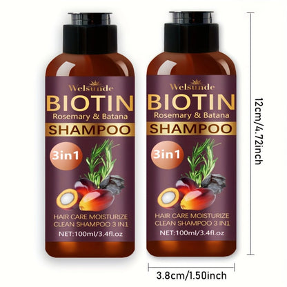 Two-Pack 100 ml Batana Oil Shampoo with Biotin and Rosemary Extract for Daily Hair Care Routines