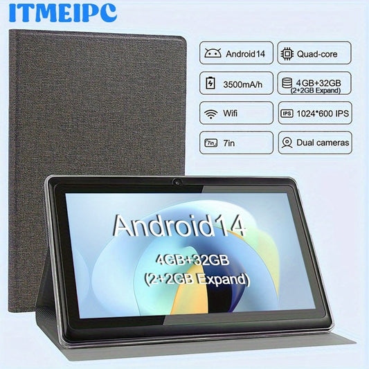 Android Tablet 7-Inch with Android 14, 4GB Total RAM, 32GB Internal Storage, WiFi 6 and 3500mAh Battery