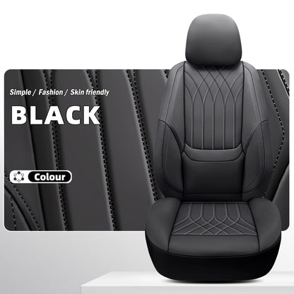 Waterproof Car Seat Covers Full Coverage PU Leather – Full Set for 2 or 5 Seats, Universal Fit Cars SUVs Trucks, Seat Protector Cushion, Black / Beige / Pink / Grey / Red