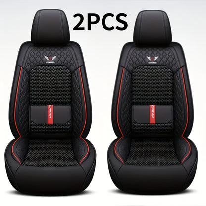 Car Seat Covers 3D Diamond-Embroidered Faux Leather with Two-Front or Five-Seat Set Options