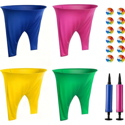 Inflatable Granny-Pants Yard Game Sets with One- or Two-Pants Options, 6 or 12 Balls and Pumps