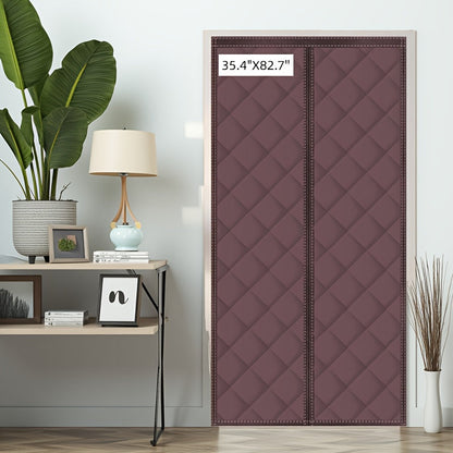 Quilted Magnetic Door Curtain in Grey or Brown with Six Exact Widths and 82.7-Inch Listed Length