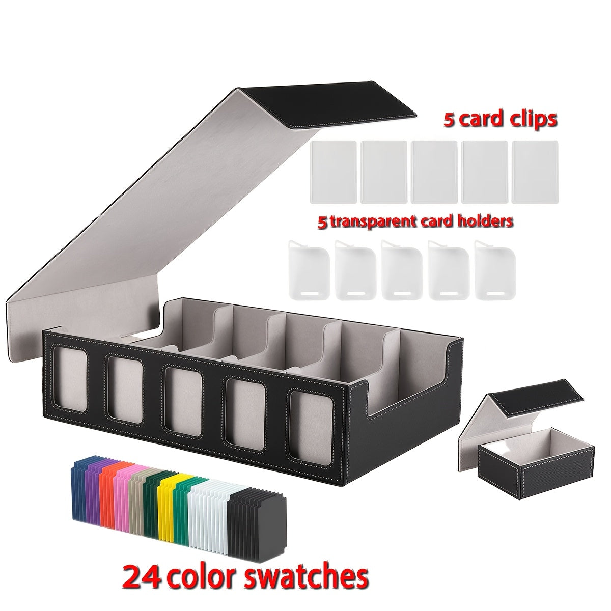 Front-Window Five-Row Collector Card Organizer with 24 Color Dividers, Five Clear Holders and Five Color Choices