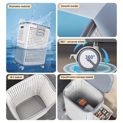 Large Wheeled Laundry Hamper with Foldable Basket, Side Pockets, Lid and Exact Basket-and-Wheels Option