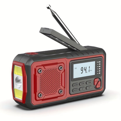 5000mAh Digital AM/FM/NOAA Emergency Radio with Solar Panel, Hand Crank, Reading Light and Three Colors