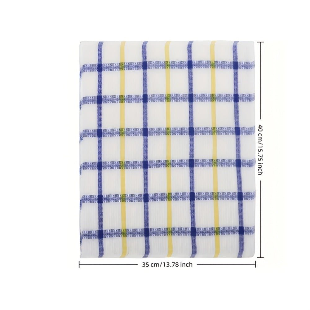 Twelve-Piece Waffle-Weave Kitchen Dishcloth Set, 12 x 12 Inches Each with Mixed Plaid Colors