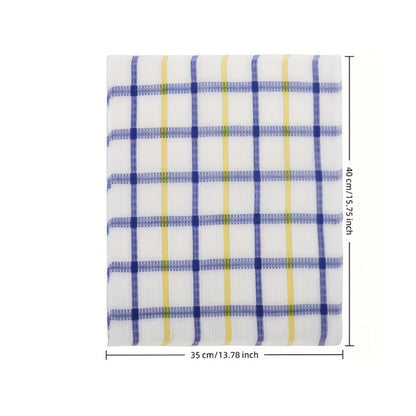 Twelve-Piece Waffle-Weave Kitchen Dishcloth Set, 12 x 12 Inches Each with Mixed Plaid Colors