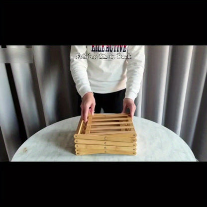 Foldable Bamboo-Labeled Shoe Rack with Six- or Eight-Tier Primary and Brown Checkout Options