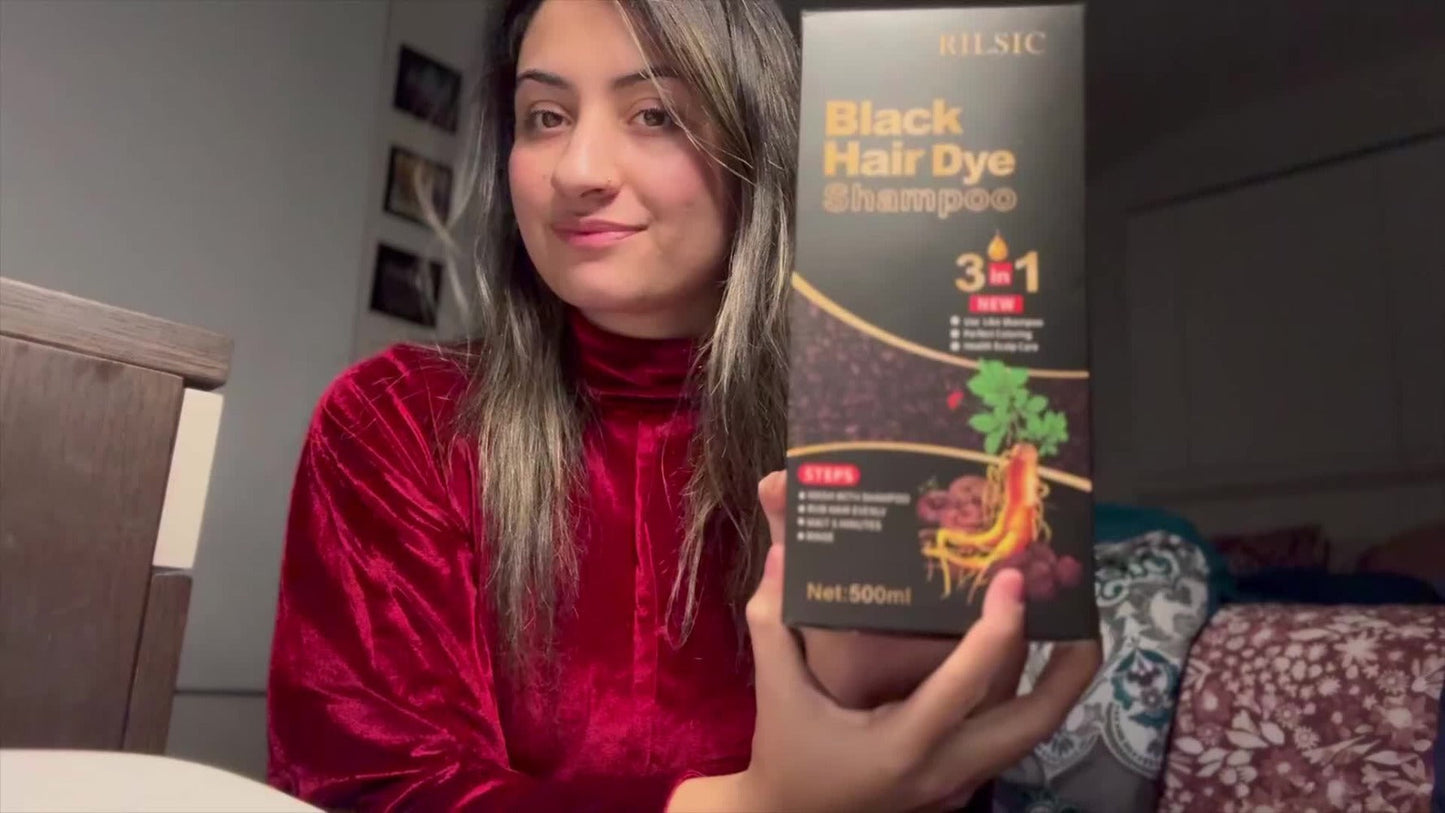 Herbal Hair Dye Shampoo 3-in-1 with Plant Squalene 2pcs 16.91oz — Instant Gray Hair Coverage, Natural Color in Minutes, Brown Dark Brown & Black, Unisex Men & Women