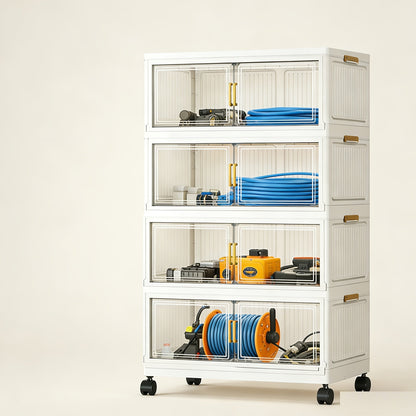 Modular Outdoor Storage Cabinet Rack with Casters, 4- or 5-Tier Sets and Dual-Tone or Clear Doors