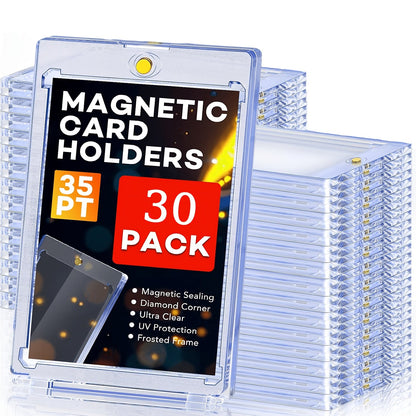 Magnetic Card Holders 35pt One-Touch Hard Case for Trading Cards – Sports Baseball Pokemon TCG Card Protector Sleeves Bulk Pack 5 30 60pcs Collector Gift
