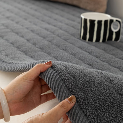 Sofa Cover Bohemian Short-Plush Quilted Panels for Armrest, Backrest and 2 to Large 4-Seater Sofas