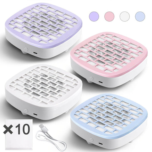 Nail Dust Collector Mini USB Electric Vacuum Cleaner with 10 Filter Pads & Strong Suction – Portable Nail Dust Suction Machine for Acrylic Gel Filing, Home Nail Station, Salon & Travel, White Pink Blue
