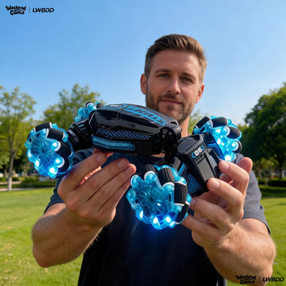 Remote Control Car, 1:24 Scale 8WD Stunt Racer with 2.4GHz Dual Remotes, 28KM/H Source Speed, LED Lights and Two Colors
