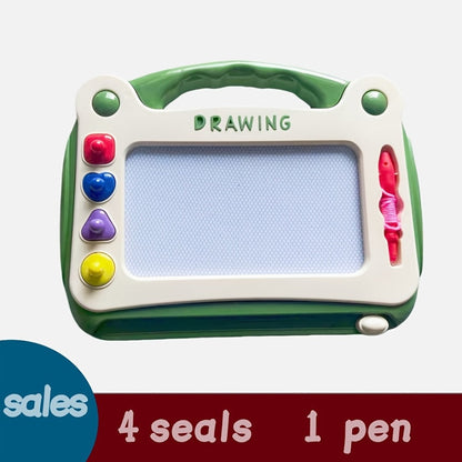 Three-Mode Magnetic Drawing Board with Four Stamps, Brush, Eraser Slider and Six Color Configurations
