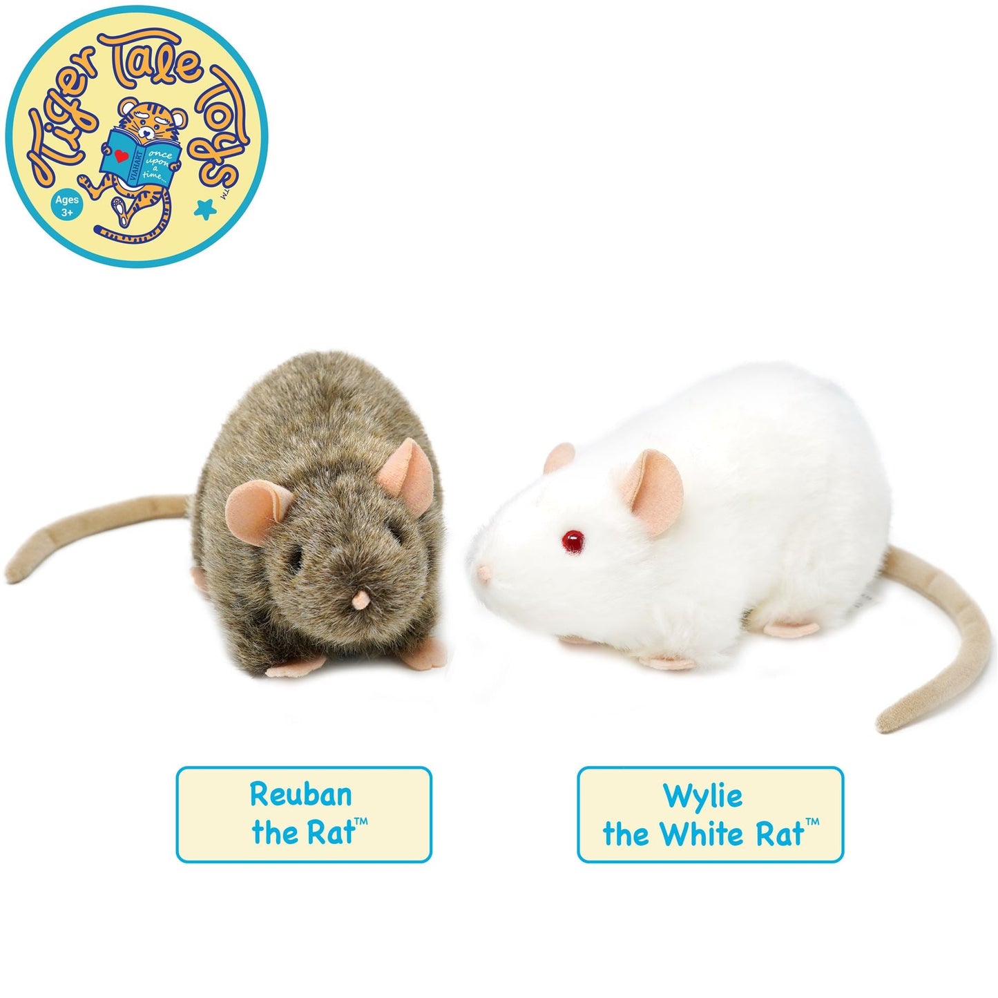 White Rat Stuffed Animal Plush 7 Inch | Wylie Realistic Rat Plushie with Character Story | CPSIA Safe | Gift for Kids & Animal Lovers | Viahart | Toy Play Nest