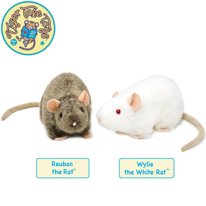 White Rat Stuffed Animal Plush 7 Inch | Wylie Realistic Rat Plushie with Character Story | CPSIA Safe | Gift for Kids & Animal Lovers | Viahart | Toy Play Nest