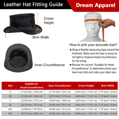 Black Steampunk Top Hat with Shapeable Wide Brim, Chin Cord and Six Source Sizes from S to 3XL
