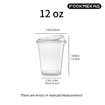 Disposable Clear PET Cups with Lids 50 Sets, Transparent Plastic Cups for Coffee Smoothies Cold Drinks Parties Picnics Travel