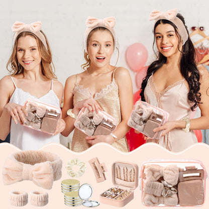 48-Piece Spa Party Favor Set with Headbands, Wristbands, Scrunchies, Hair Clips and Bags in Two Colors