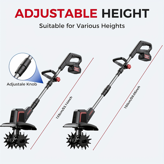 Cordless Electric Cultivator 360RPM - Wireless Electric Tiller & Soil Loosening Machine with 2×4.0Ah Batteries & Charger for Soil Aeration, Weeding, Landscaping - Portable for Home & Professional Garden Use