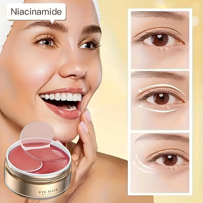 60-Piece Caffeine-Labeled Under-Eye Gel Pad Set with Hyaluronic Acid and Collagen-Labeled Formula