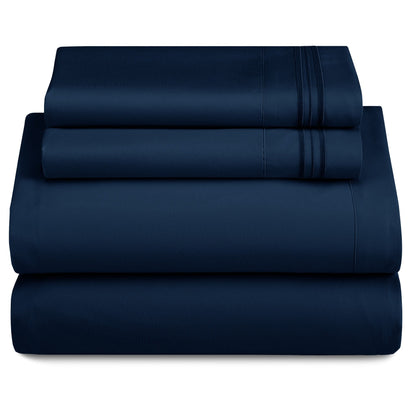 Bed Sheet Set 1800-Series Microfiber with Six Fitted-Sheet Sizes and Twenty Solid Color Choices