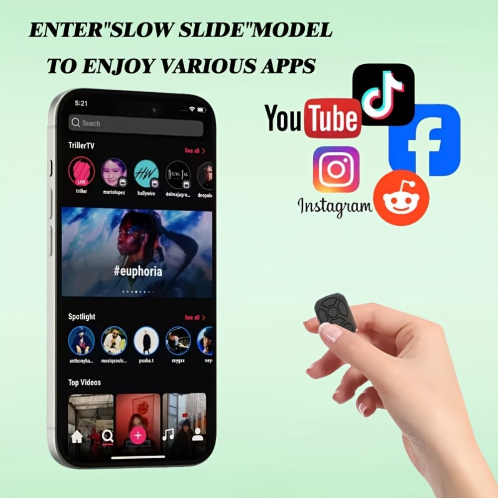Bluetooth Selfie Remote Ring 2 Pack TikTok Scroll Shutter for iPhone iPad, Hands-Free Photo Capture Video Like Page Turn Music Control