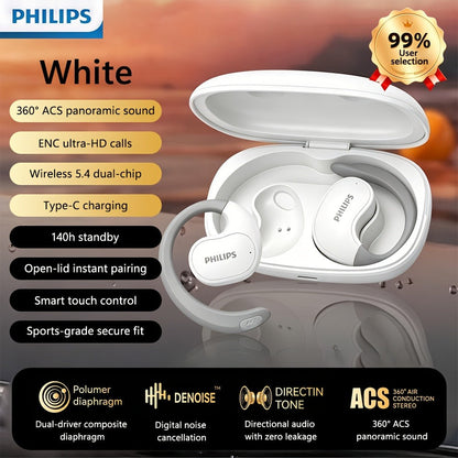 Wireless Earbuds Philips Black Stereo with Touch Volume, Noise-Cancelling Mic and Type-C Case