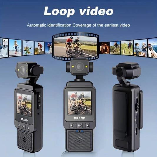 Action Camera 10180P with 360° Rotating Lens, Lightweight 150g Wearable Vlog Camera with 32G Card Option – Pocket-Sized Rechargeable Cam for Vlogging, Sports & Outdoor Adventures